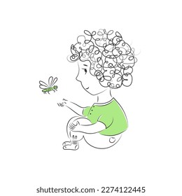 Boy and dragonfly child character