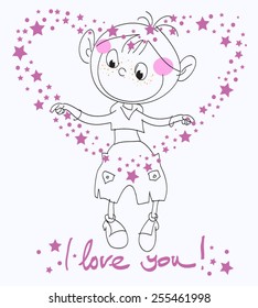 boy draws a heart outline vector