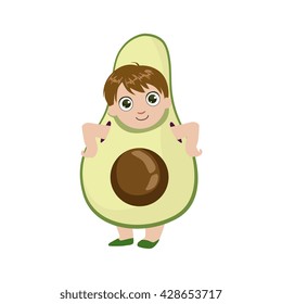 Boy Dressed As Avocado Colorful Simple Design Vector Drawing Isolated On White Background