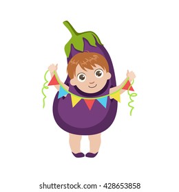 Boy Dressed Eggplant Colorful Simple Design Stock Vector (Royalty Free