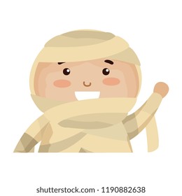 boy dressed up as a halloween mummy