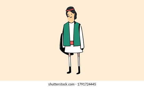 the boy is dressed in medieval clothes, the boy holds a shield in his hand,,vector,sketch.