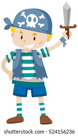 Boy dressed as pirate crew illustration