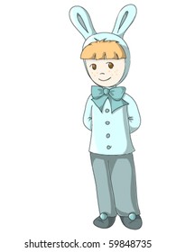 A boy dressed as a rabbit