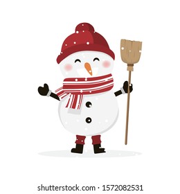 Boy dressed as a snowman. Christmas vector illustration