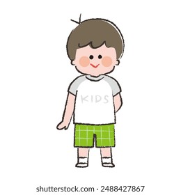 Boy dressed in summer clothes.