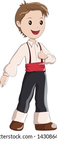 Boy dressed in traditional spanish costume. Vector illustration