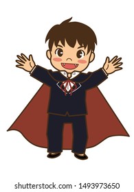 Boy dressed up as a vampire at Halloween