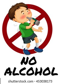 Boy Drinking Alcohol From Bottle Illustration