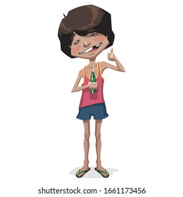 Junge trinkt Natron. Vektorillustration