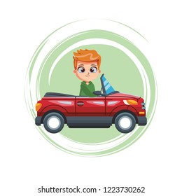 boy driving car cartoon