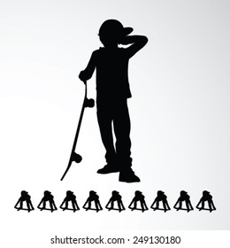 boy driving skateboard vector silhouette