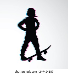 boy driving skateboard vector silhouette
