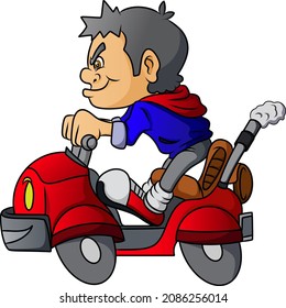The boy is driving the super car so fast of illustration