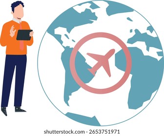 Um menino explora ansiosamente um mapa de voo mundial, traçando rotas e destinos com curiosidade e admiração de olhos arregalados.