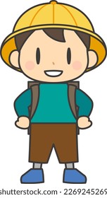 Niño en la escuela primaria con el pecho extendido 1 (con contorno)