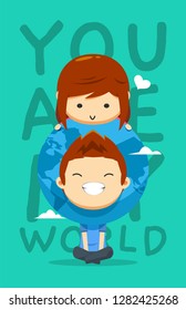 a boy with earth on his head