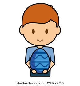 boy with easter egg  vector illustration