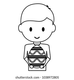 boy  with easter egg  vector illustration