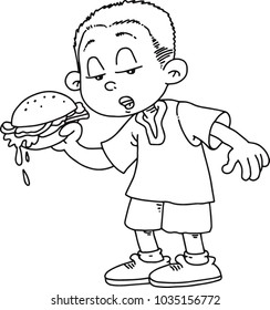 Boy eating burger