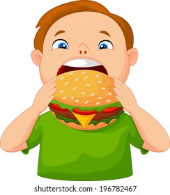 Boy eating burger