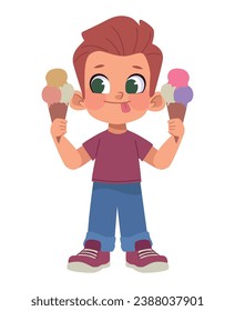 boy eating ice cream nutrition illustration