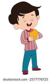 A boy eating mango Vector