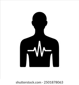 Boy with ecg line silhouette vector illustration design on white background.