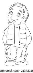 Boy. Element for coloring page. Cartoon style.