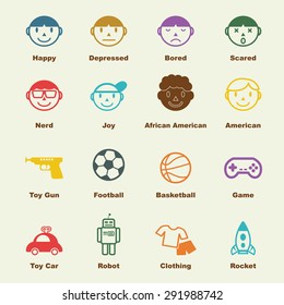 boy elements, vector infographic icons