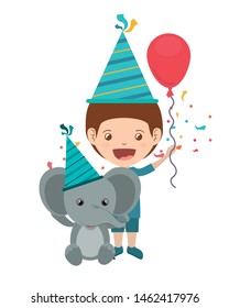 boy with elephant in birthday celebration