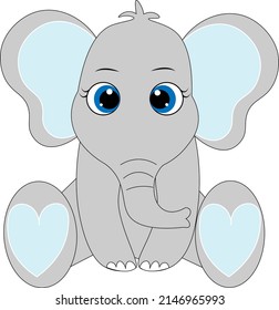 boy elephant with heart vector illustration