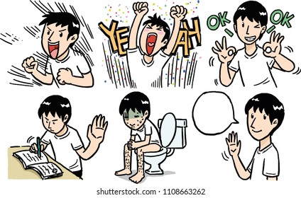 A boy emotional character vector