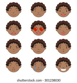 Boy emotions, vector, set collection