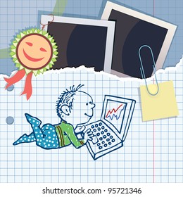 the boy is engaged at the computer. List of commemorative items