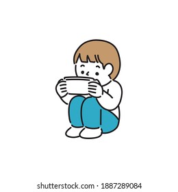 A boy engrossed in a game