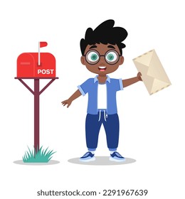 Boy with an envelope in his hands