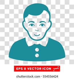 Boy EPS vector pictogram. Illustration style is flat iconic soft blue symbol on chess transparent background.