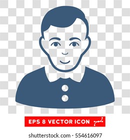 Boy EPS vector pictogram. Illustration style is flat iconic blue symbol on chess transparent background.