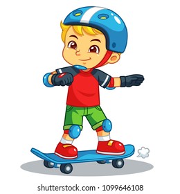 Boy Excersicing With His Skateboard.