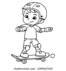 Niño Exceroso Con Su Skateboard BW.