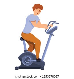 Boy exercise bike icon. Cartoon of boy exercise bike vector icon for web design isolated on white background