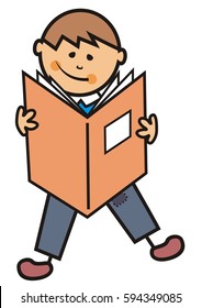 boy and exercise book, vector icon, back to school