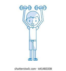 boy exercising with dumbells
