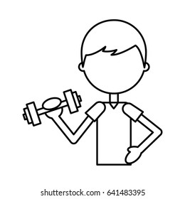 boy exercising with dumbells