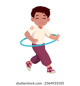 boy exercising with ula ula isolated icon