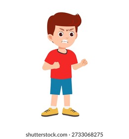Boy expressing anger and frustasion, Vector Kids Illustration, Cartoon flat character design