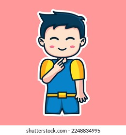 Boy expression cute sticker illustration