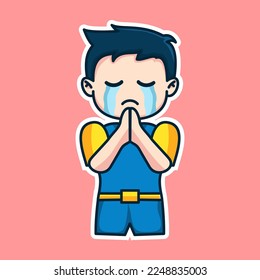 Boy expression cute sticker illustration
