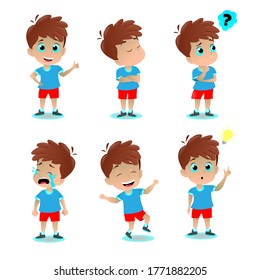 Boy expression emotions vector illustration